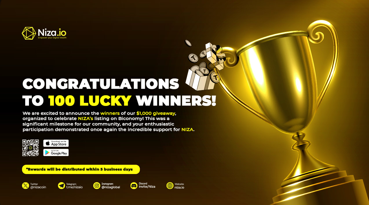 Winners of the $1,000 Giveaway for NIZA’s Listing on Biconomy